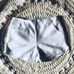 ASOS Scalloped hem linen white shorts
